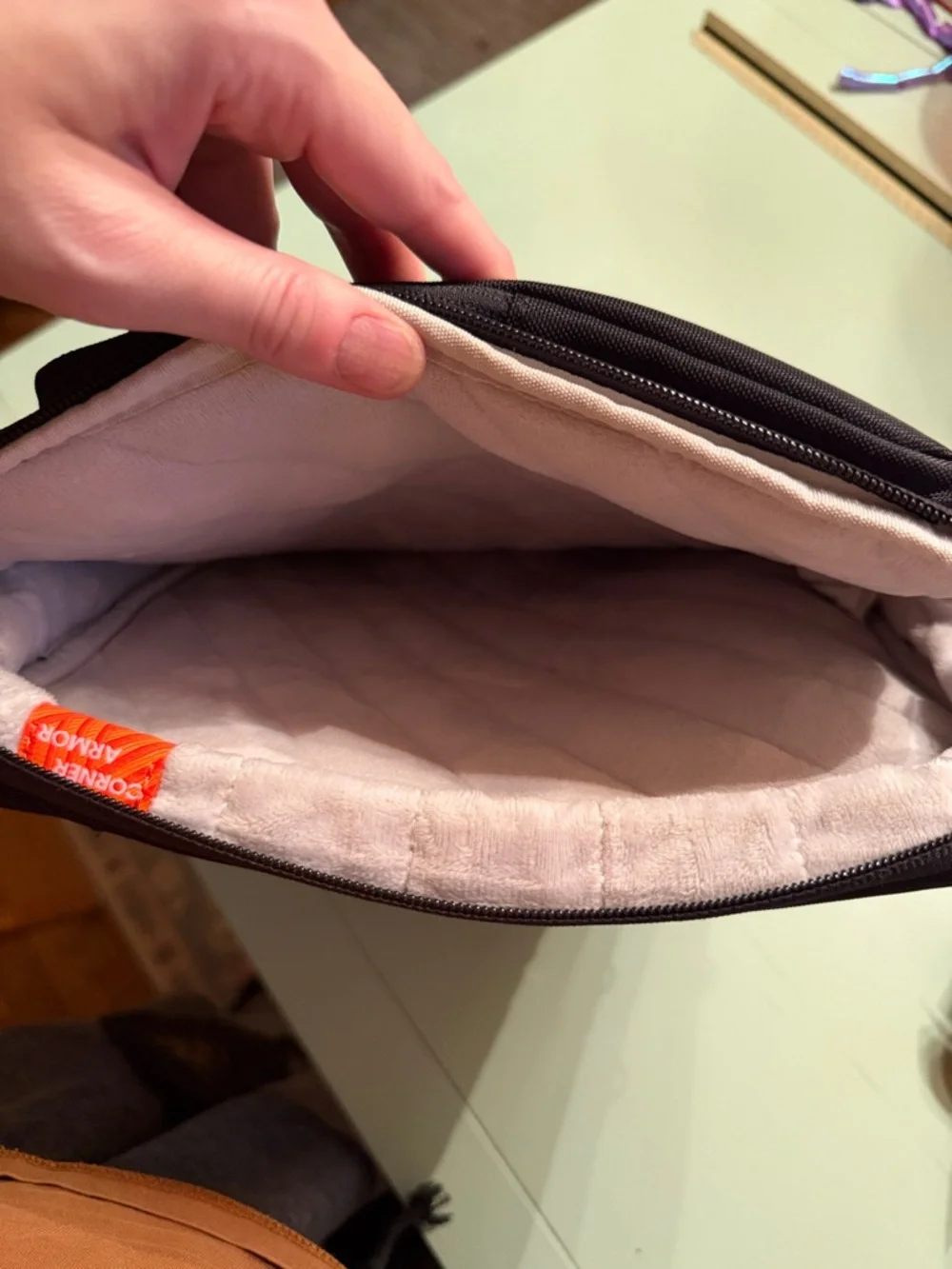 tomtoc Black Laptop Messenger Bag with Orange Accents